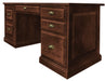 Amish Salt Creek Executive Desk
Standard Hardware: K806-AE
Raised Panel Back and Sides
Writing Boards Left and Right
Pull out Printer Shelf
Pull out Keyboard on Center Shelf
File Drawer Right