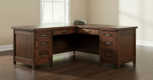 Amish Santa Fe L Desk
Left Wall - 68"W x 30"D x 30.5"H
Right Wall - 73"W x 25"D x 31"H