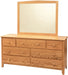 Amish Scenic Shaker7-Drawer Dresser & Mirror- J&M Woodworking - Solid Wood Amish Bedroom Furniture - Golden Oak Shaker Bedroom 