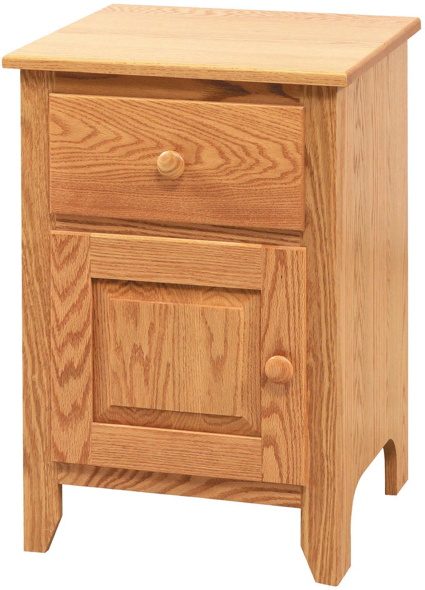 Amish Scenic Shaker 1-Drawer 1-Door Nightstand 9a - J&M Woodworking - Solid Wood Amish Bedroom Furniture - Golden Oak Shaker Bedroom 