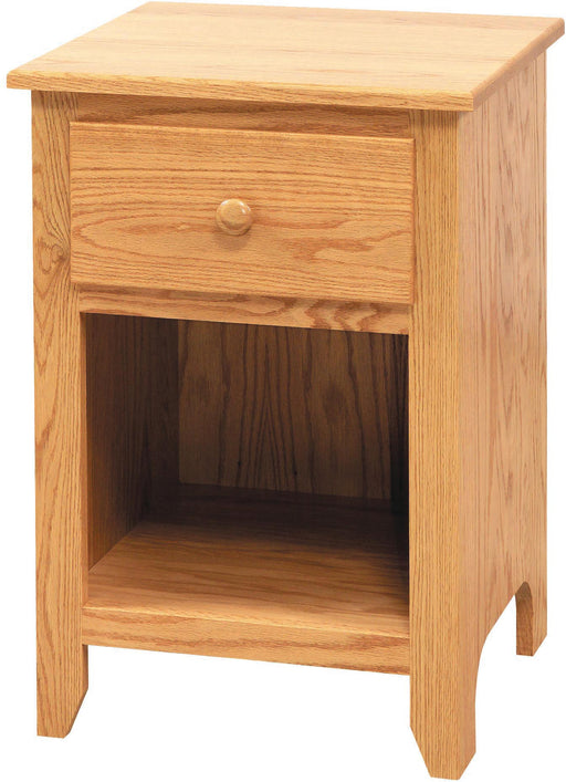 Amish Scenic Shaker 1-Drawer Open Nightstand 9 - J&M Woodworking - Solid Wood Amish Bedroom Furniture - Golden Oak Shaker Bedroom 