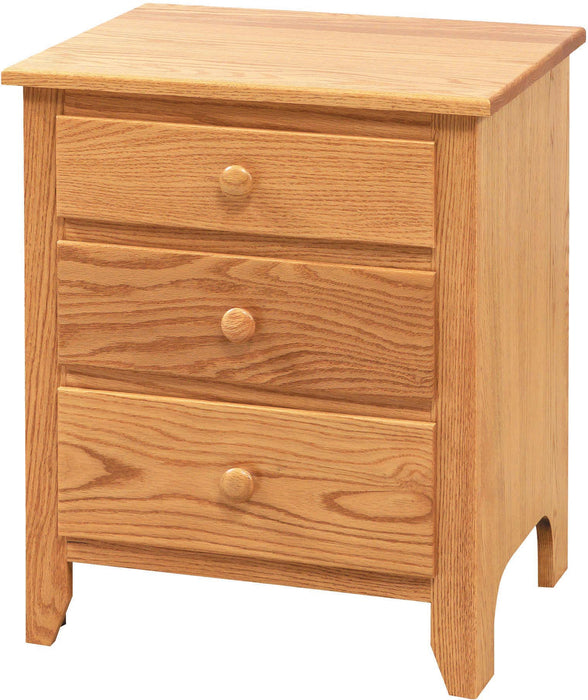 Amish Scenic Shaker 3-Drawer Nightstand 8 - J&M Woodworking - Solid Wood Amish Bedroom Furniture - Golden Oak Shaker Bedroom 