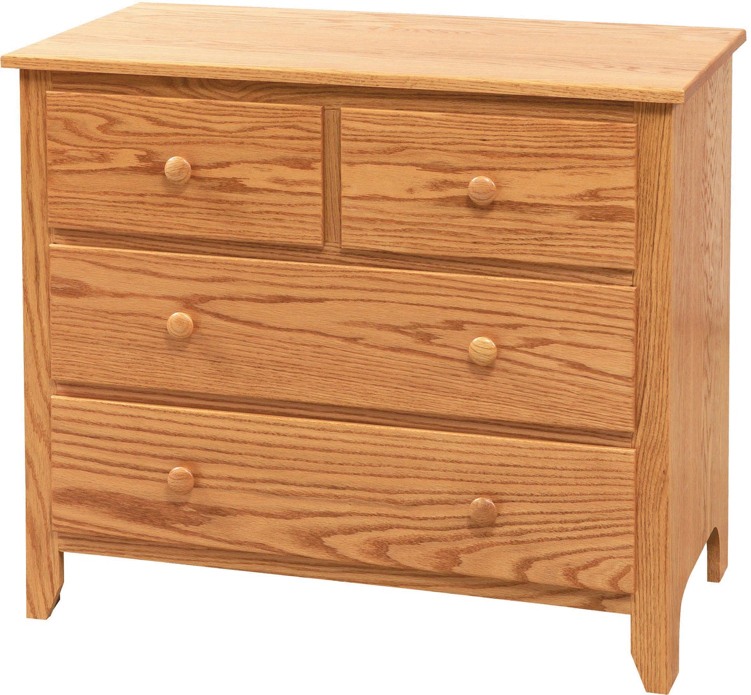 Amish Scenic Shaker 4 Drawer Dresser 4b - J&M Woodworking - Solid Wood Amish Bedroom Furniture - Golden Oak Shaker Bedroom 