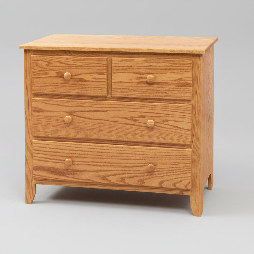 Amish Scenic Shaker 4 Drawer Dresser 4b - J&M Woodworking - Solid Wood Amish Bedroom Furniture - Golden Oak Shaker Bedroom 