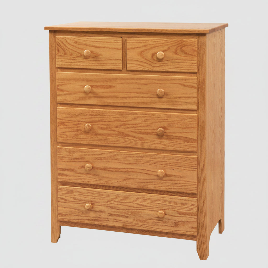 Amish Scenic Shaker 6 Drawer Chest of Drawers 2 - J&M Woodworking - Solid Wood Amish Bedroom Furniture - Golden Oak Shaker Bedroom 