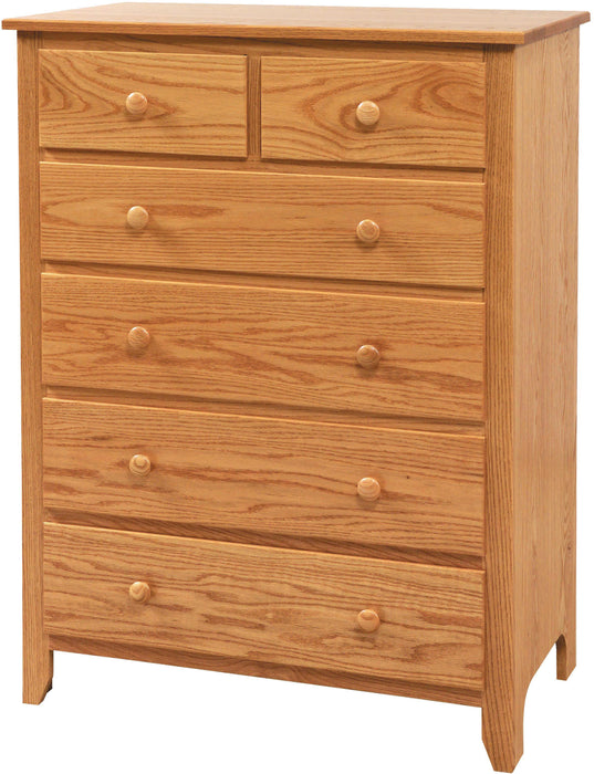 Amish Scenic Shaker 6 Drawer Chest of Drawers 2 - J&M Woodworking - Solid Wood Amish Bedroom Furniture - Golden Oak Shaker Bedroom 