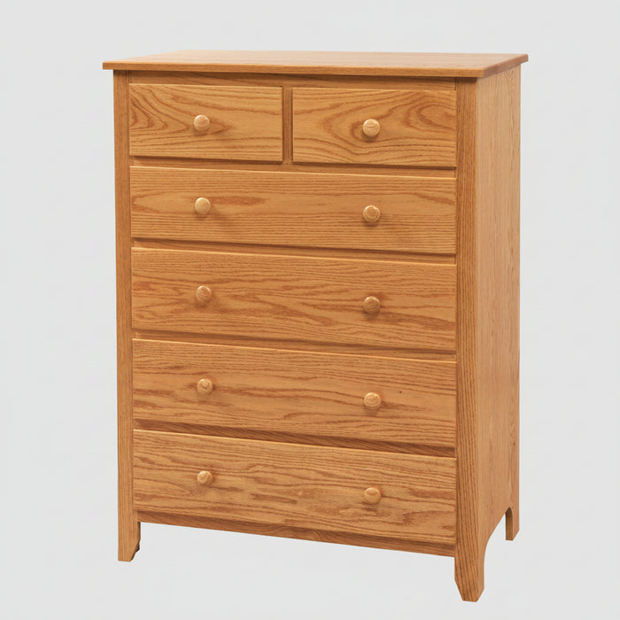 Amish Scenic Shaker 6 Drawer Chest of Drawers 2 - J&M Woodworking - Solid Wood Amish Bedroom Furniture - Golden Oak Shaker Bedroom 