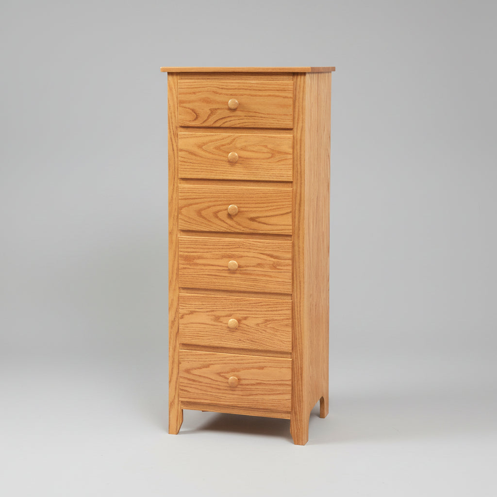Amish Scenic Shaker 6 Drawer Lingerie Chest 1a - J&M Woodworking - Solid Wood Amish Bedroom Furniture - Golden Oak Shaker Bedroom 