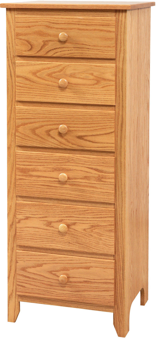 Amish Scenic Shaker 6 Drawer Lingerie Chest 1a - J&M Woodworking - Solid Wood Amish Bedroom Furniture - Golden Oak Shaker Bedroom 