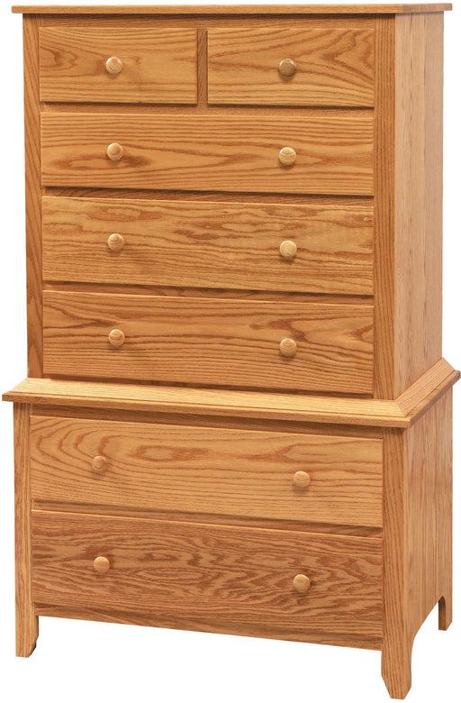 Amish Scenic Shaker Chest on Chest - J&M Woodworking - Solid Wood Amish Bedroom Furniture - Golden Oak Shaker Bedroom 