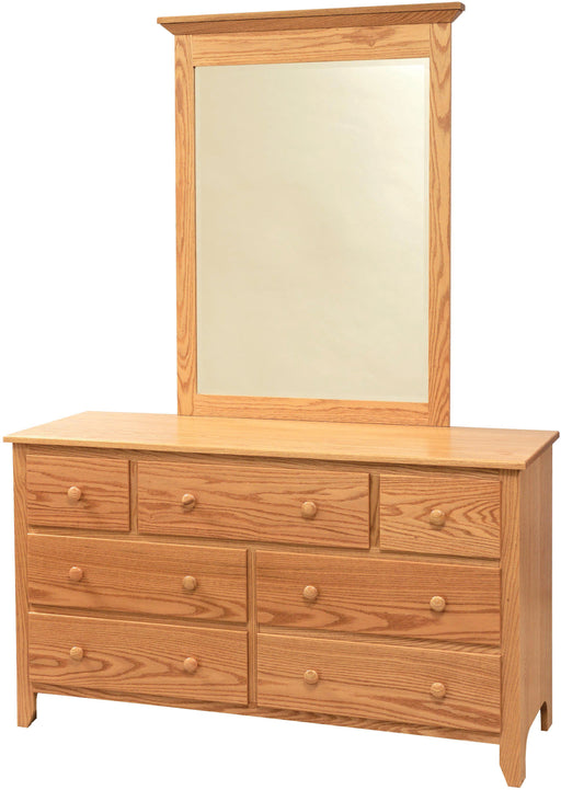 Amish Scenic Shaker Short Dresser & Mirror - J&M Woodworking - Solid Wood Amish Bedroom Furniture - Golden Oak Shaker Bedroom