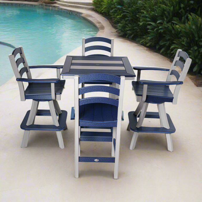 Amish Seabreak Swivel Chair w/ Arms
Amish Made Ploy Swivel Chair w/ Arms
Patriot Blue on Light Gray 