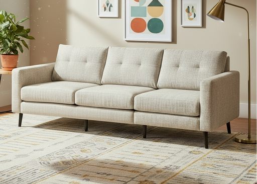 Amish Serene Sofa Flat Arm Stationary Sofas Heartland Fabric Indoor Fabric Mid-Century Modern