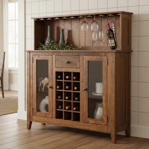 Amish Settlers Farmhouse Wine Cabinet with Wine Bottle Storage Settlers Ridge Wine Hutch