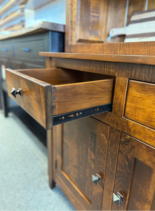 Amish Settlers Ridge 3-Door Hutch - Amish Solid Maple Hutch - OCS-113 Michaels Stain 1