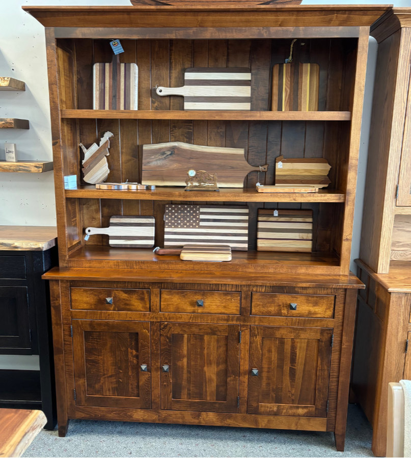 Amish Settlers Ridge 3-Door Hutch - Amish Solid Maple Hutch - OCS-113 Michaels Stain