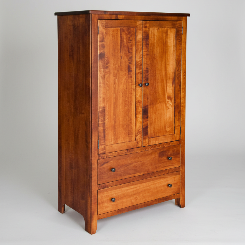 Amish Shaker Armoire Wardrobe Chest with Closet Rod and Drawers 