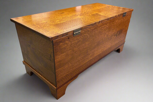 Amish Shaker Flat Top Cedar Chest - Rustic Quarter Sawn White Oak - Amish QSWO Cedar Chest - Back View