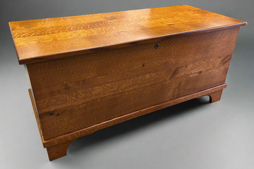 Amish Shaker Flat Top Cedar Chest - Rustic Quarter Sawn White Oak - Amish QSWO Cedar Chest - Front View