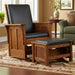 Amish Shaker Glider & Ottoman - Quality Fabrications - Solid Oak Glider With Leather Cushions