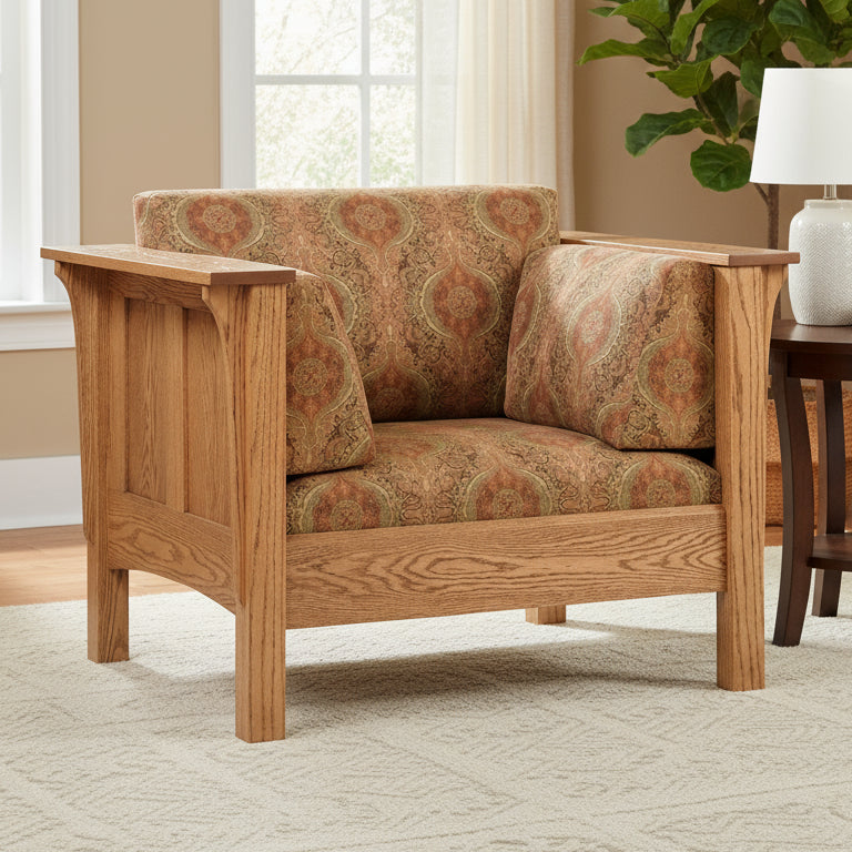 Amish Shaker High Back Chair - Quality Fabrications - Amish Made Stickley Mission Style Living Room Chair