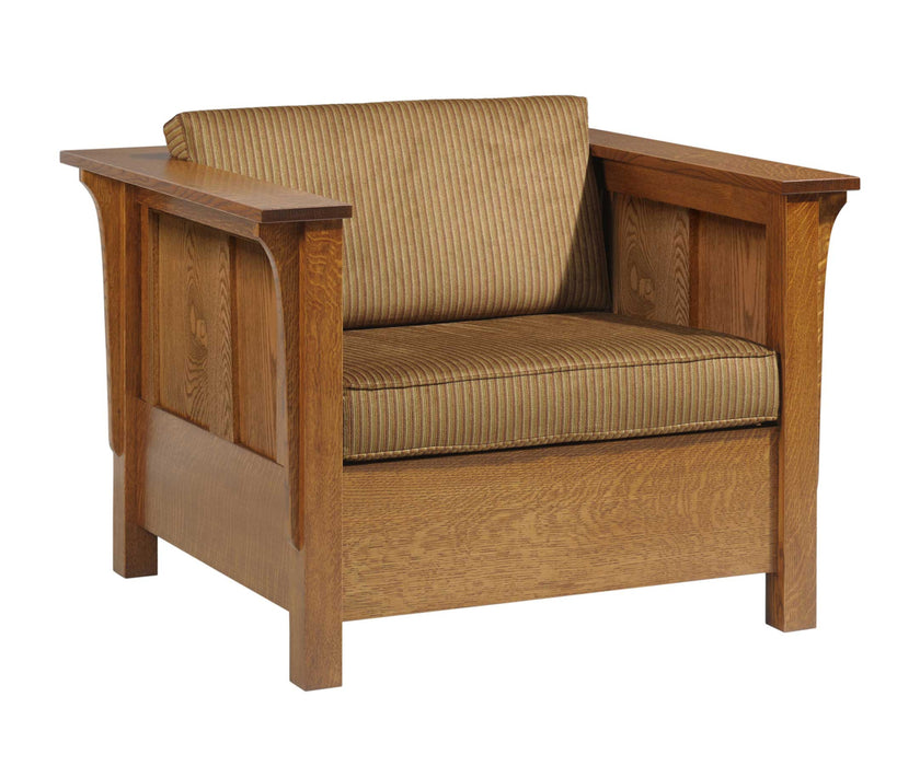 Amish Shaker High Back Sleeper Chair - Quality Fabrications - Amish Made Stickley Mission Style Sleeper Chair - No Background