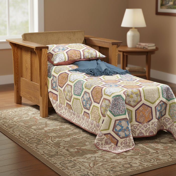 Amish Shaker High Back Sleeper Chair - Quality Fabrications - Amish Made Stickley Mission Style Sleeper Chair - Open Photo