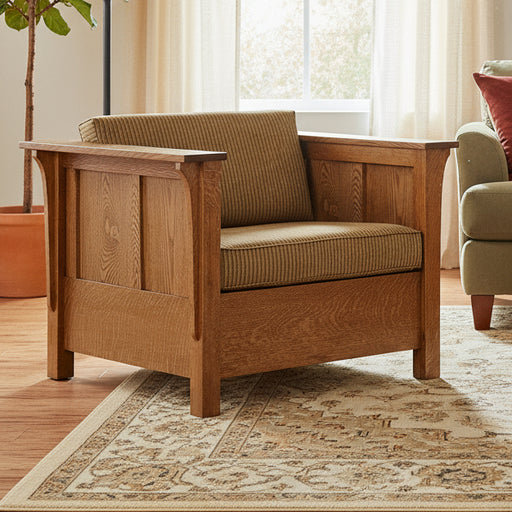 Amish Shaker High Back Sleeper Chair - Quality Fabrications - Amish Made Stickley Mission Style Sleeper Chair