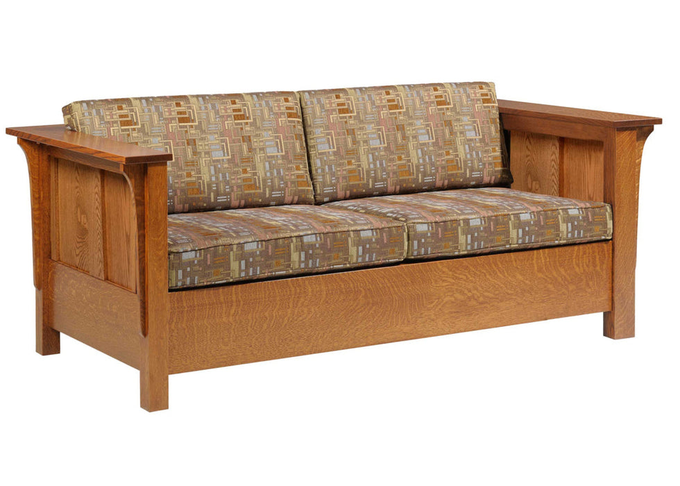 Amish Shaker High Back Sleeper Sofa - Quality Fabrications - Amish Made Stickley Style Sleeper Sofa - Closed Photo - No Background