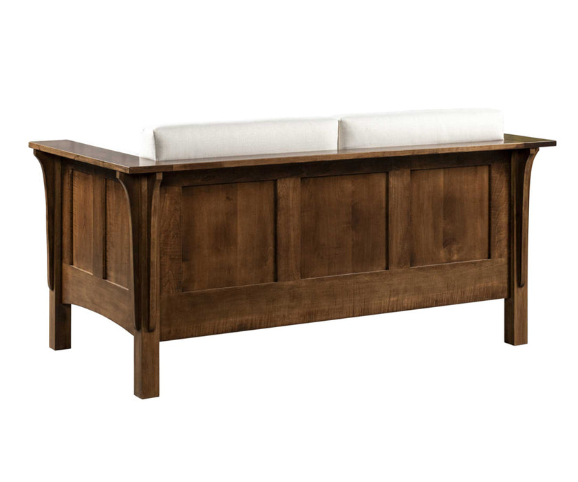 Amish Shaker High Back Sofa - Quality Fabrications - Amish Made Stickley Mission Style Sofa - Back View