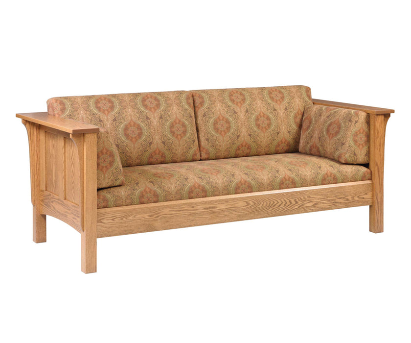 Amish Shaker High Back Sofa - Quality Fabrications - Amish Made Stickley Mission Style Sofa - No Background