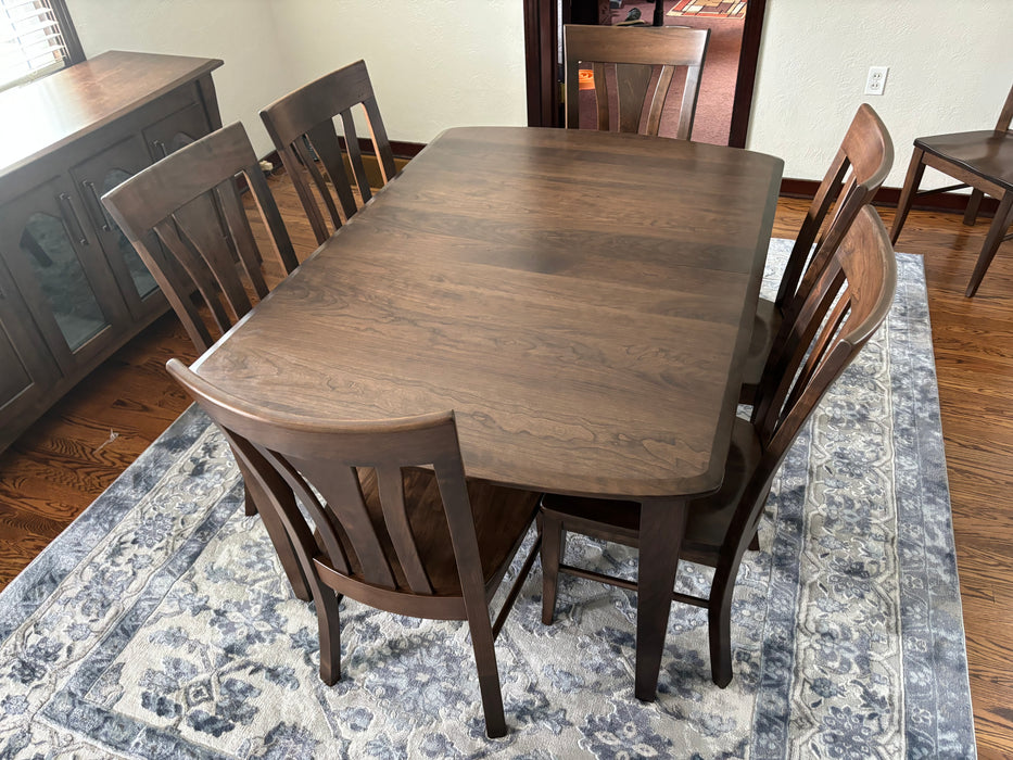 Shaker Leg Table Bow End Shape Beveled Edge Cherry Wood 119 Cappuccino Front Facing