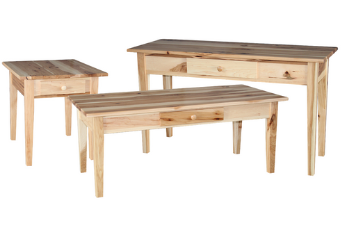 Amish Shaker Living Room Tables - Amish Shaker Living Room Tables Set - Solid Hickory Amish Living Room Tables - Ashery Woodworking