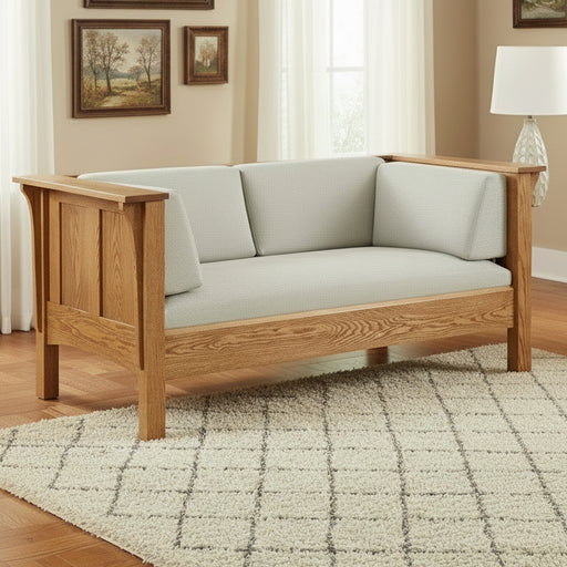 Amish Shaker Love Seat - Quality Fabrications - Amish Made Stickley Mission Style Sofa