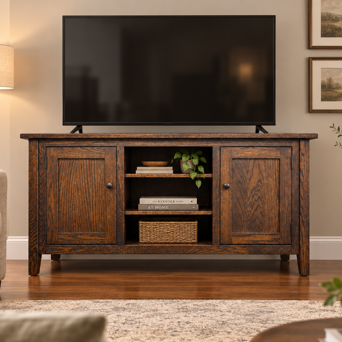 Amish Shaker TV Stand Open Center