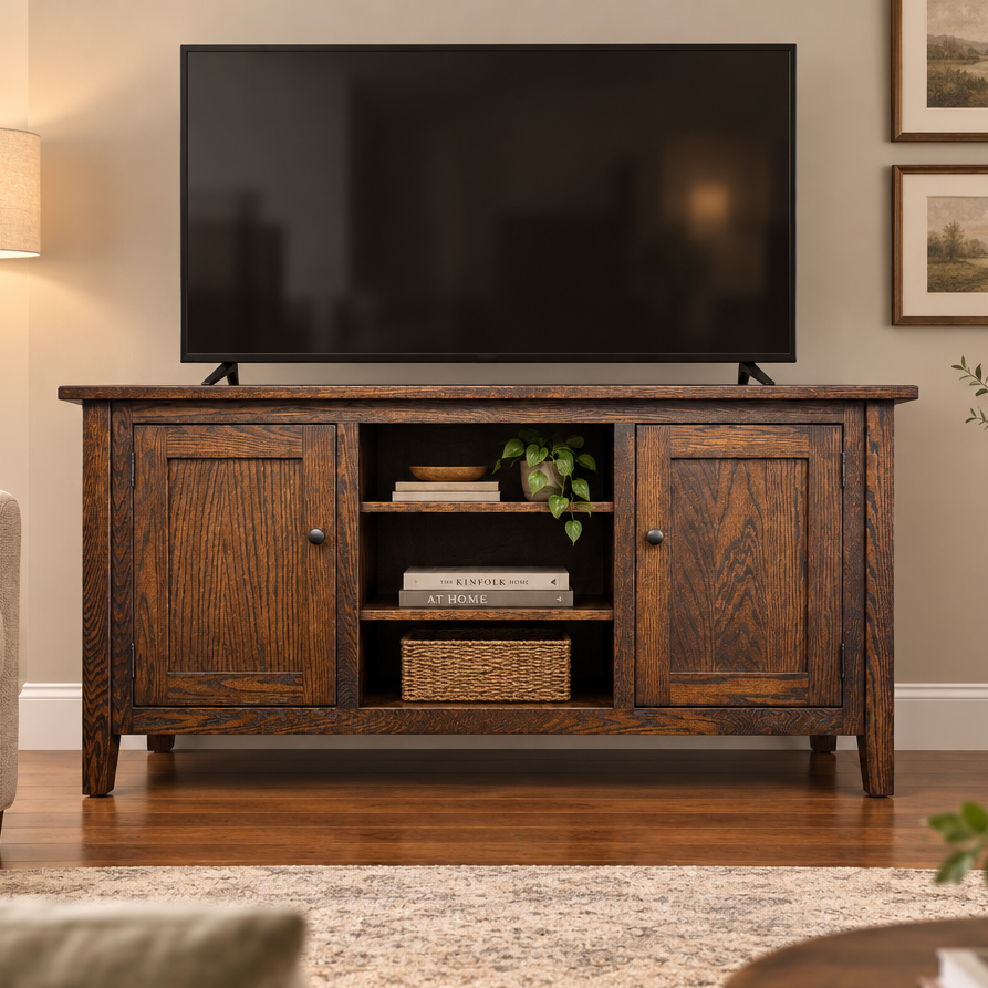 Amish Shaker TV Stand Open Center