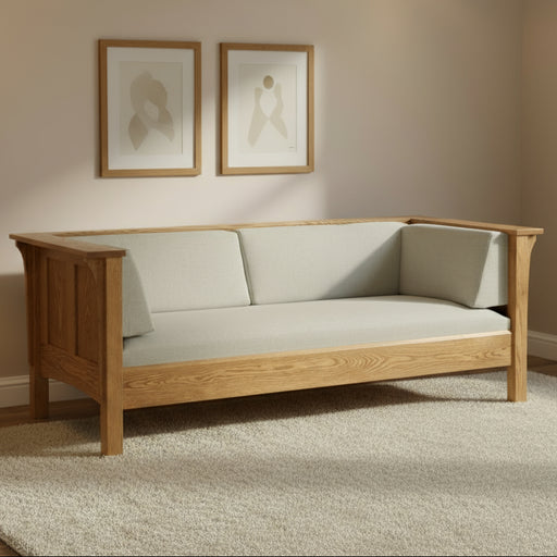 Amish Shaker Sofa - Quality Fabrications - Amish Made Stickley Mission Style Sofa