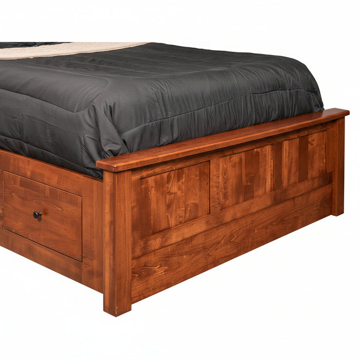 Amish Shaker Solid Wood Storage Bed With Drawers - Footboard Detail