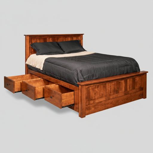 Amish Shaker Storage Bed Brown Maple OCS 113 Michaels Stain
