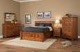 Amish Shaker Solid Wood Bedroom Set - Queen Size Amish Bedroom Set With Drawer Bed - Brown Maple - OCS-113 Michaels Cherry