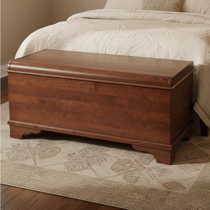 Amish Shaker Waterfall Cedar Chest - In-Room photo - QSWO Cedar Chest - Full Cedar Lining