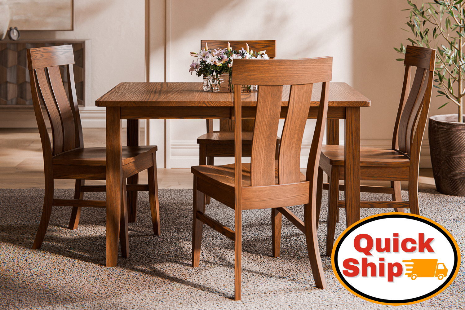 Amish Shawnee Leg Dining Table Set - Solid Oak, Hickory, or Maple - Ready in 3 Days - Quick Ship 7