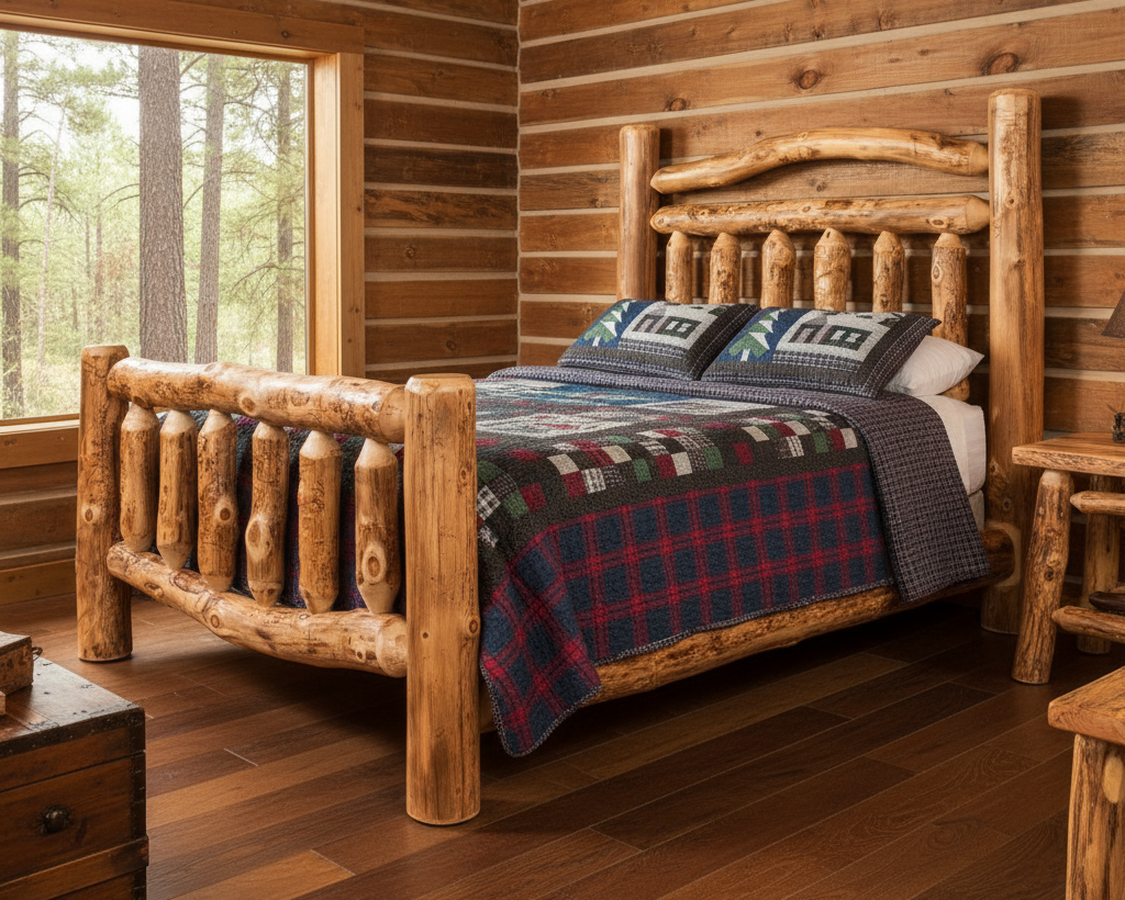 Amish Sierra Log Slat Bed