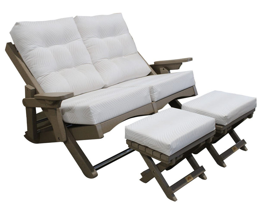 Amish Siesta Caribbean Folding Love Seat - Siesta Outdoors - Sunbrella Fabric - Amish Made Outdoor Loveseat 1