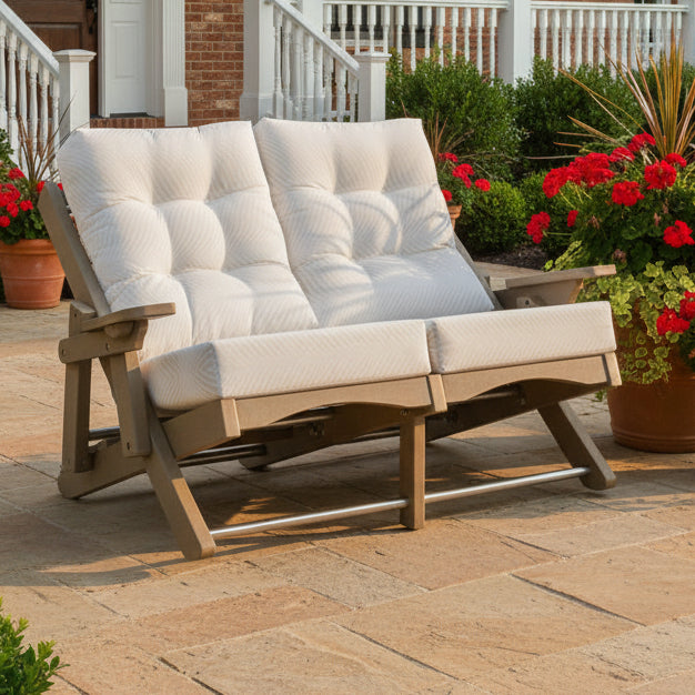 Amish Siesta Caribbean Folding Love Seat - Siesta Outdoors - Sunbrella Fabric - Amish Made Outdoor Loveseat
