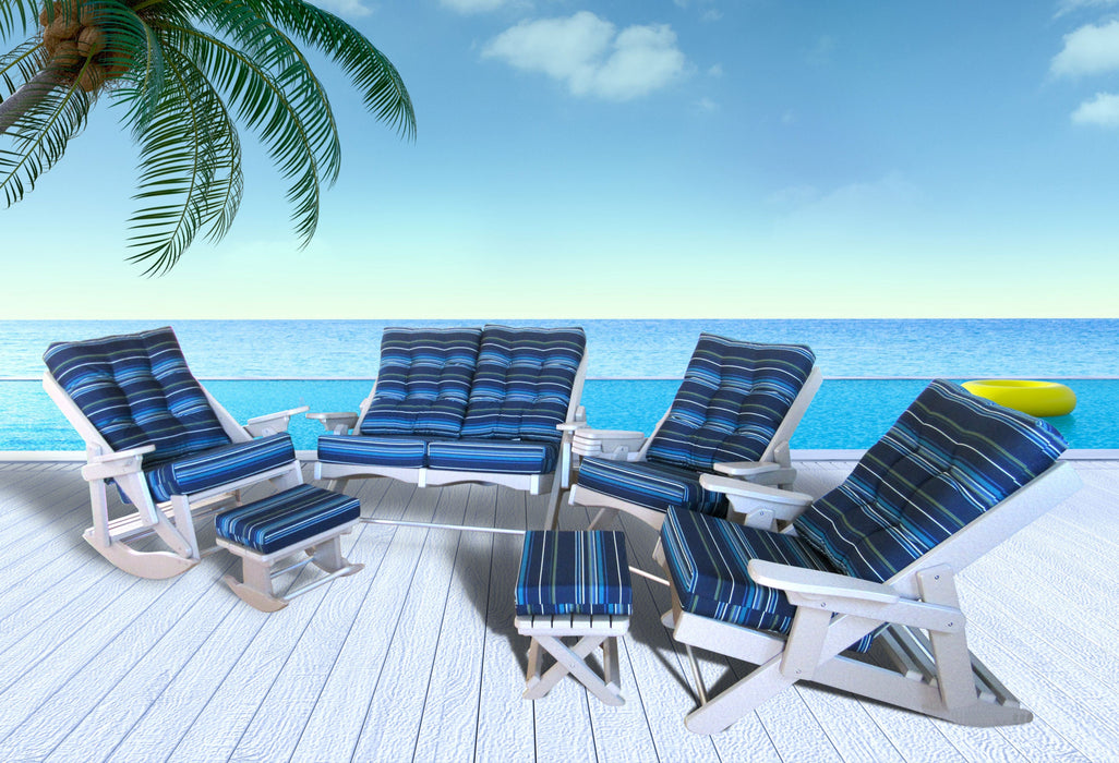 Amish Siesta Caribbean Set - Stanton Lagoon Sunbrella Fabric - Weatherwood Poly - Set Photo