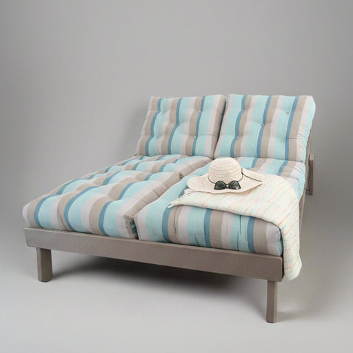 Amish Siesta Daybed Full Size - Gateway Mist Sunbrella Fabric - Weatherwood Poly - Main Photo Non Zoom