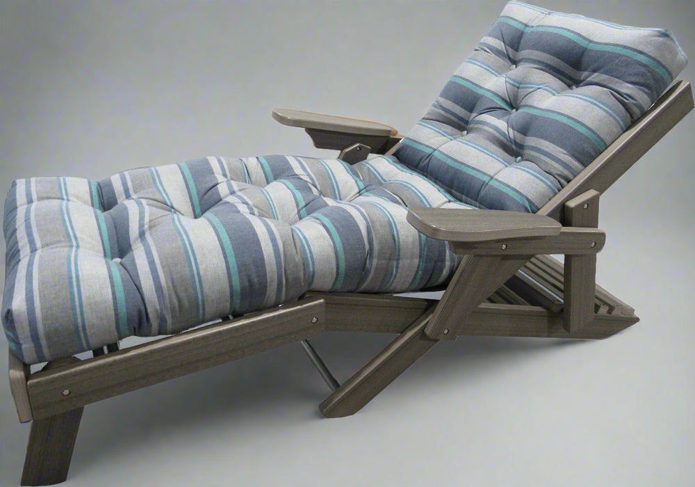 Amish Siesta Folding Chaise Lounge - Trusted Coast Sunbrella Fabric - Coastal Gray Tangent Poly - Main Photo