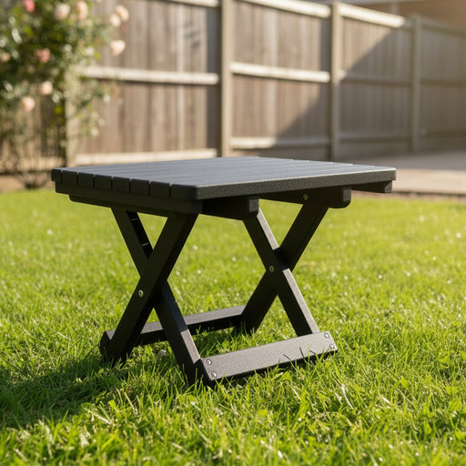 Amish Siesta Folding End Table - Black Tangent Poly - Main Photo with Background