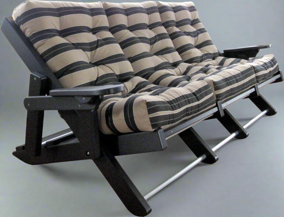 Amish Siesta Folding Sofa - Berenson Tuxedo Sunbrella Fabric - Black Poly - Siesta Outdoors - Main Photo